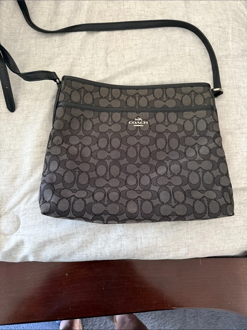 Coach Black and Charcoal Signature Messenger Crossbody